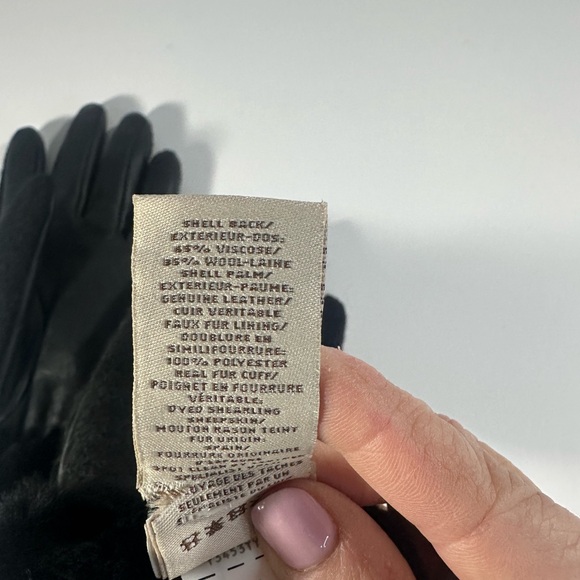 UGG Leather Palm & Faux Fur Cuff Gloves Women’s Large (Fit Small) Black Winter - Picture 4 of 6